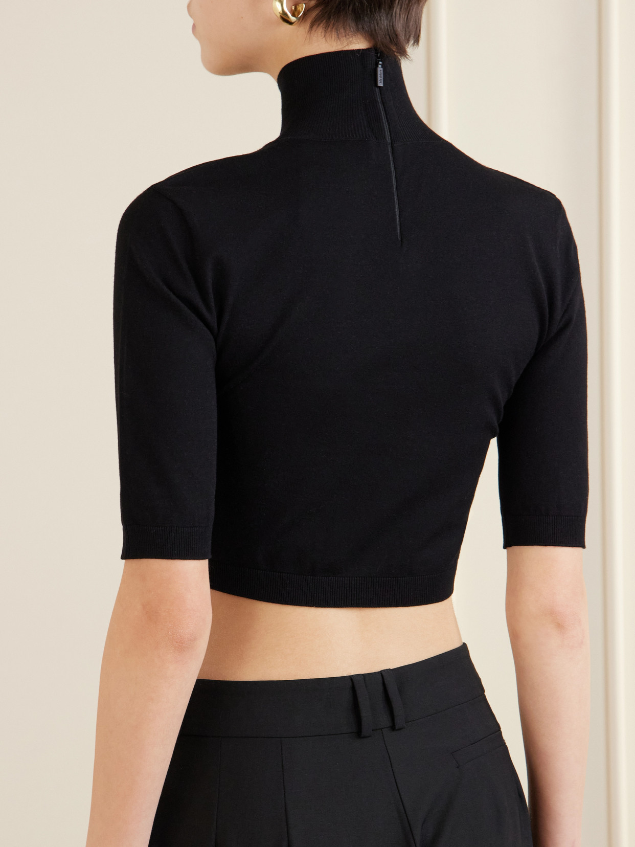 Canale Cropped Ribbed-Knit Turtleneck T-Shirt