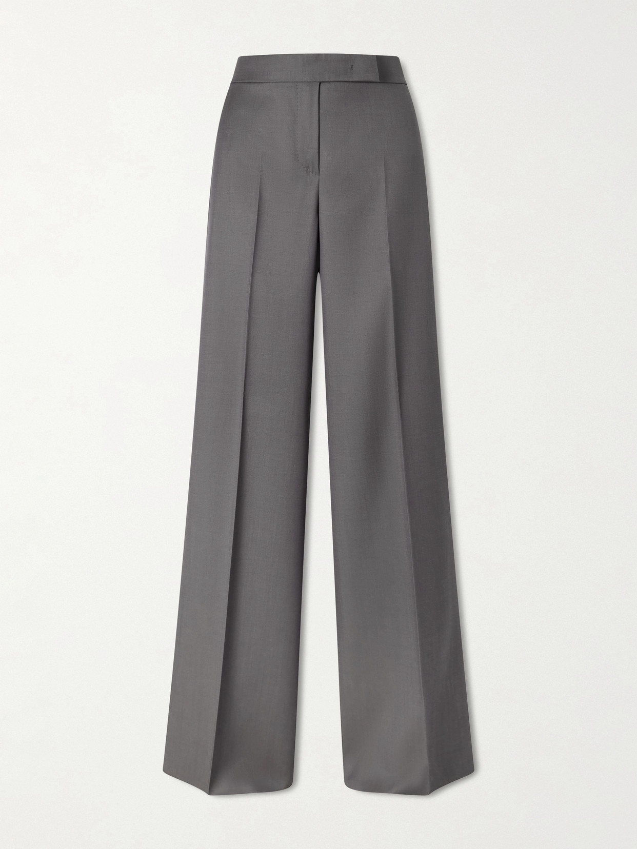 Max Mara Rio Wool-twill Wide-leg Trousers In Gray