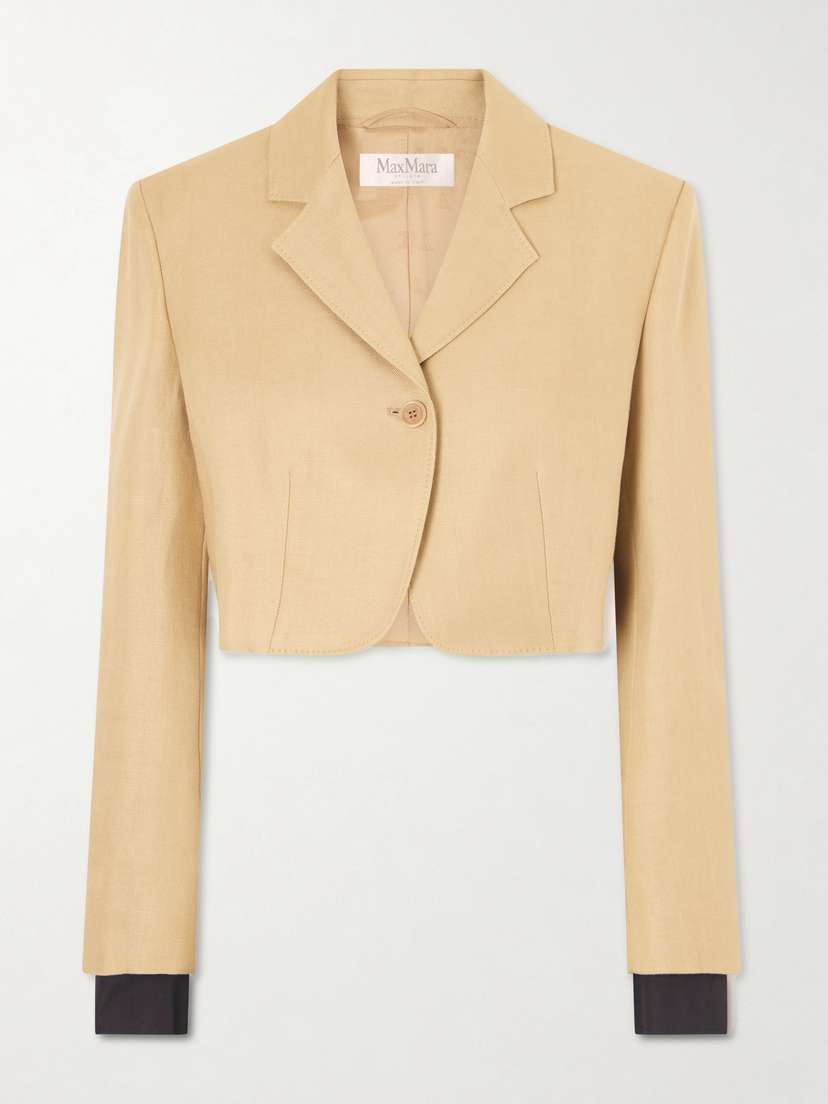 Max Mara — Cropped linen-twill blazer