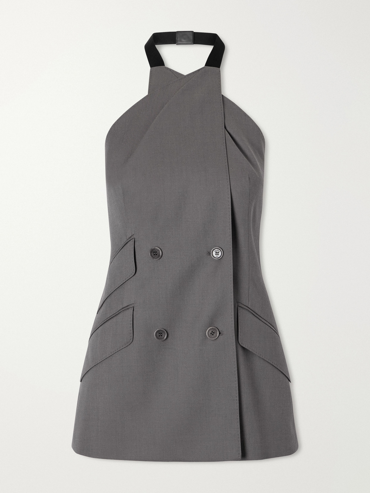 Max Mara Cali Wool-twill Halterneck Blouse In Gray