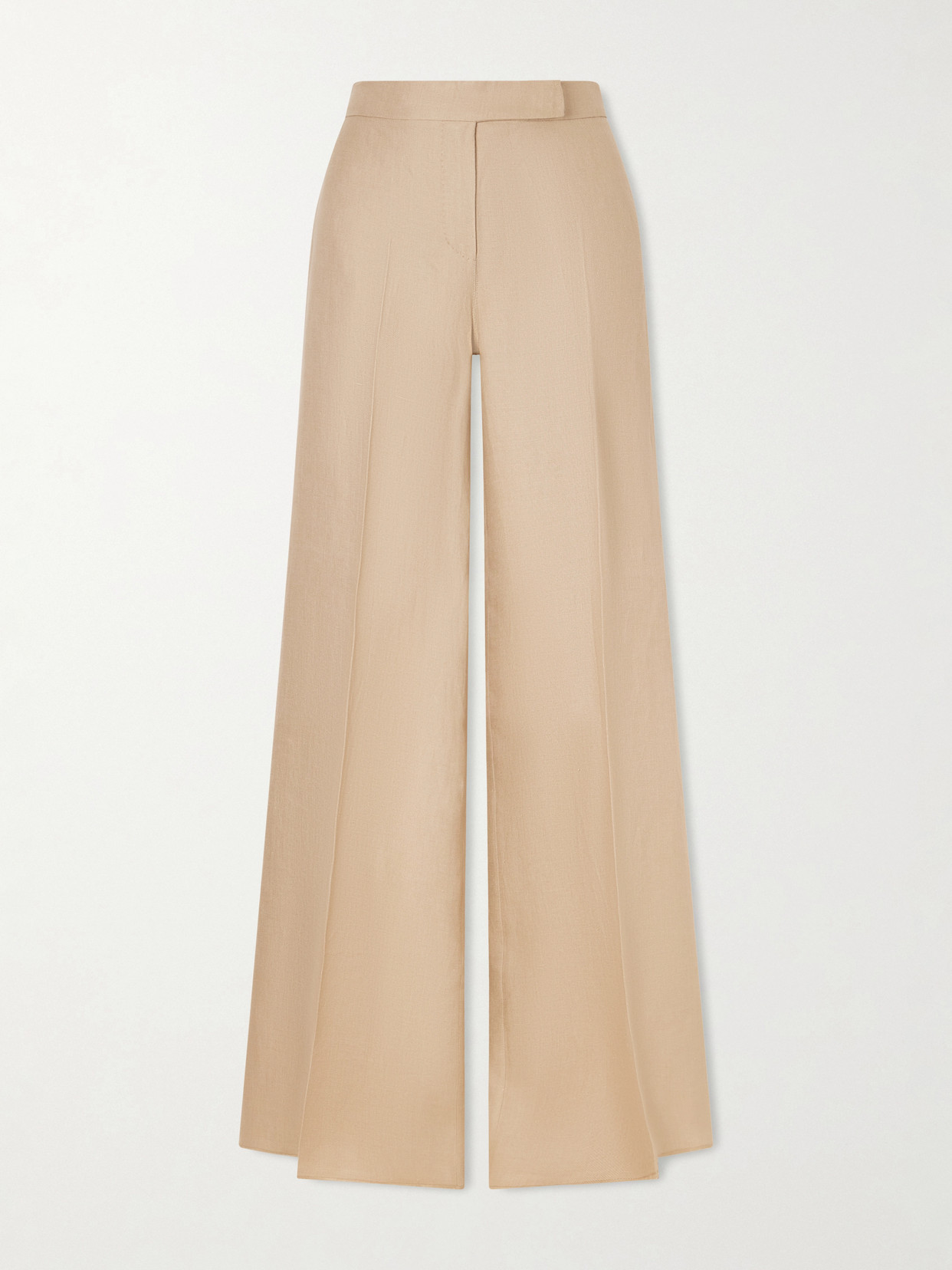 Max Mara Big Linen Wide-leg Pants In Blue