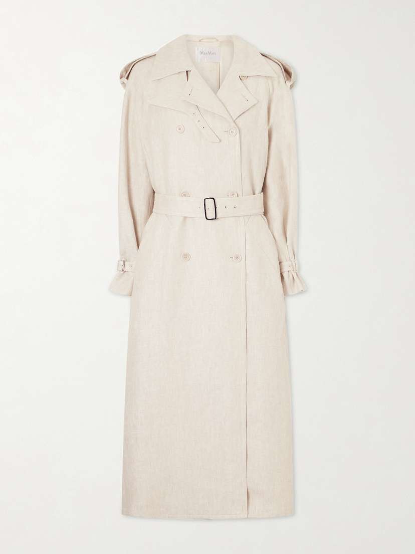 Max Mara Belted Linen-drill Trench Coat