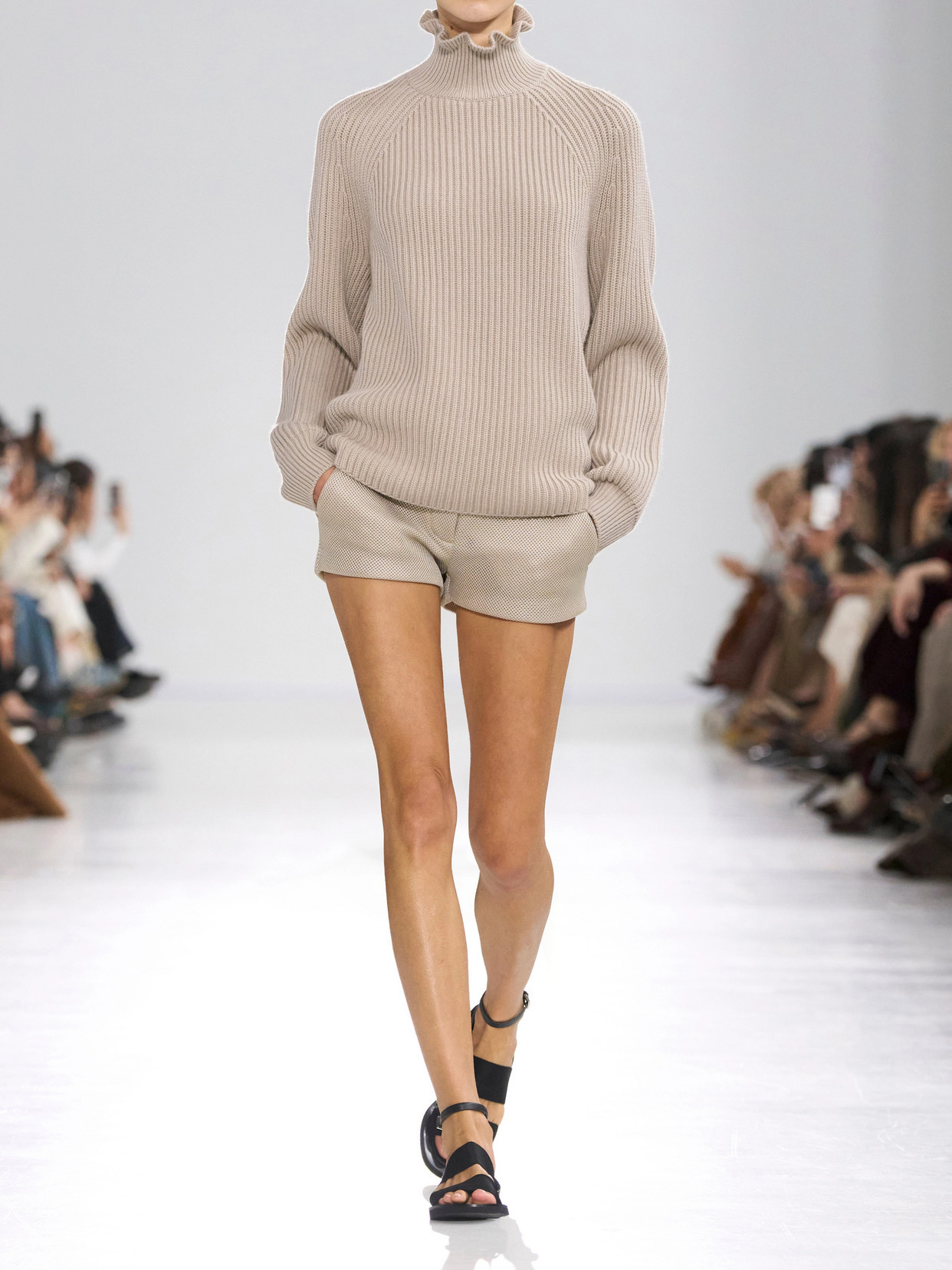 Camino Ruffled Ribbed-Knit Cotton Sweater
