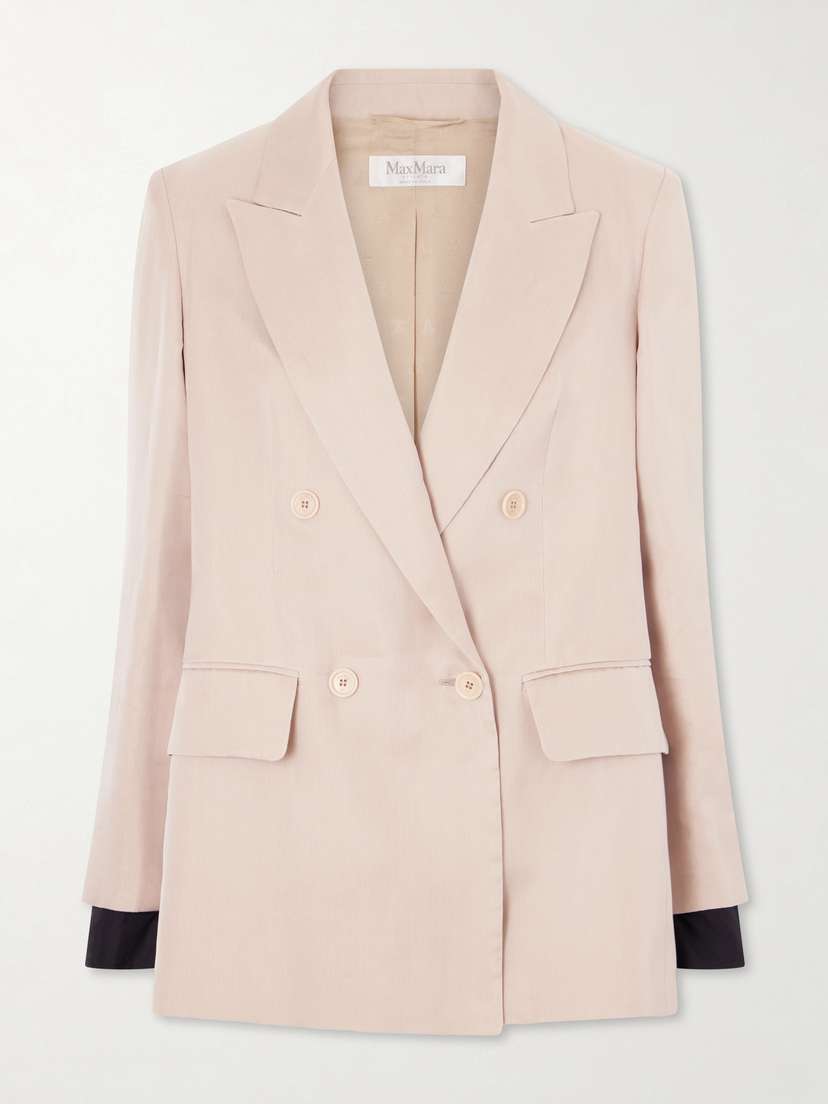 Max Mara Double-breasted Silk-satin Blazer