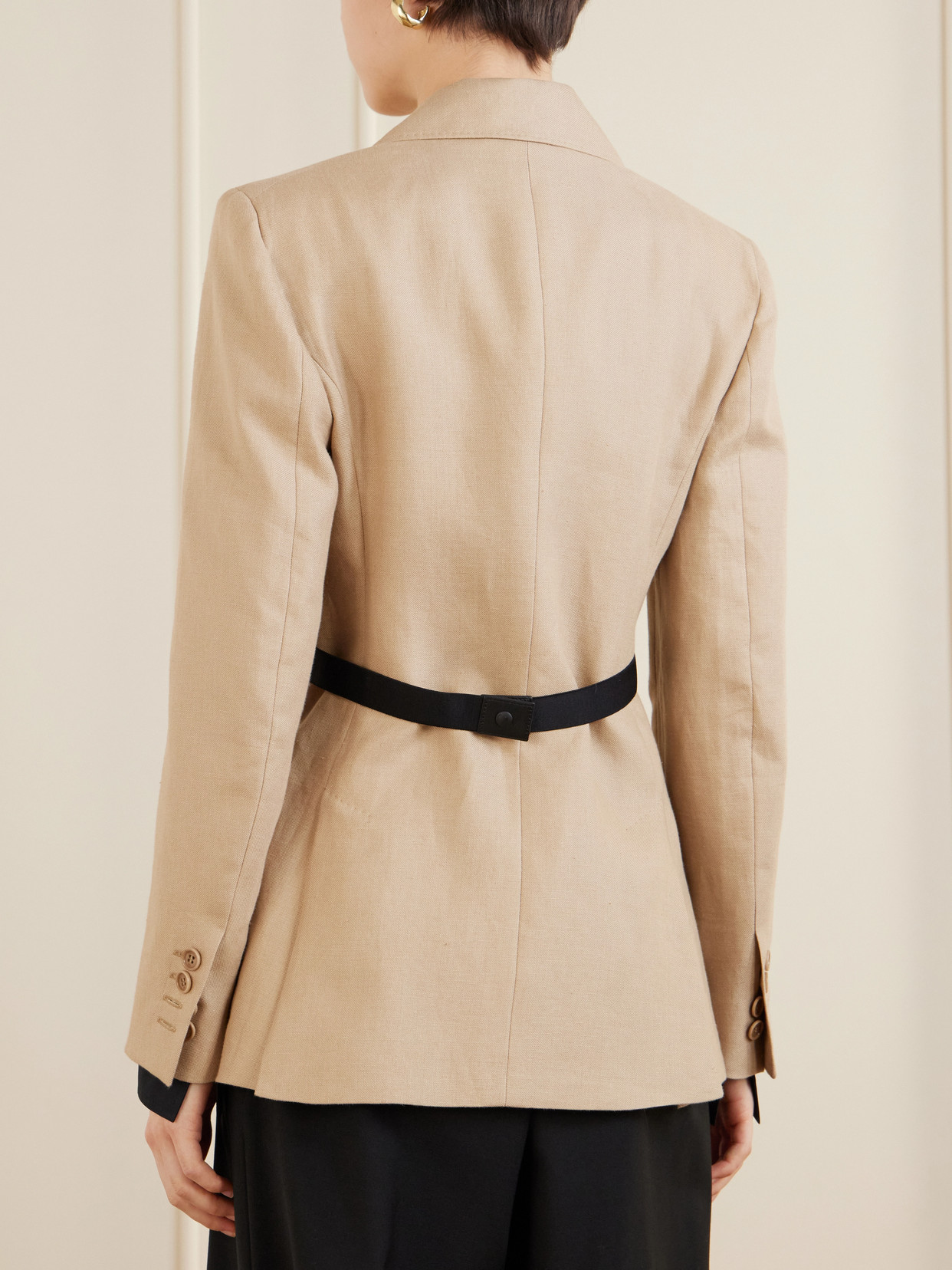 Max Mara Fionda Double Breasted Linen Blazer In Neutral