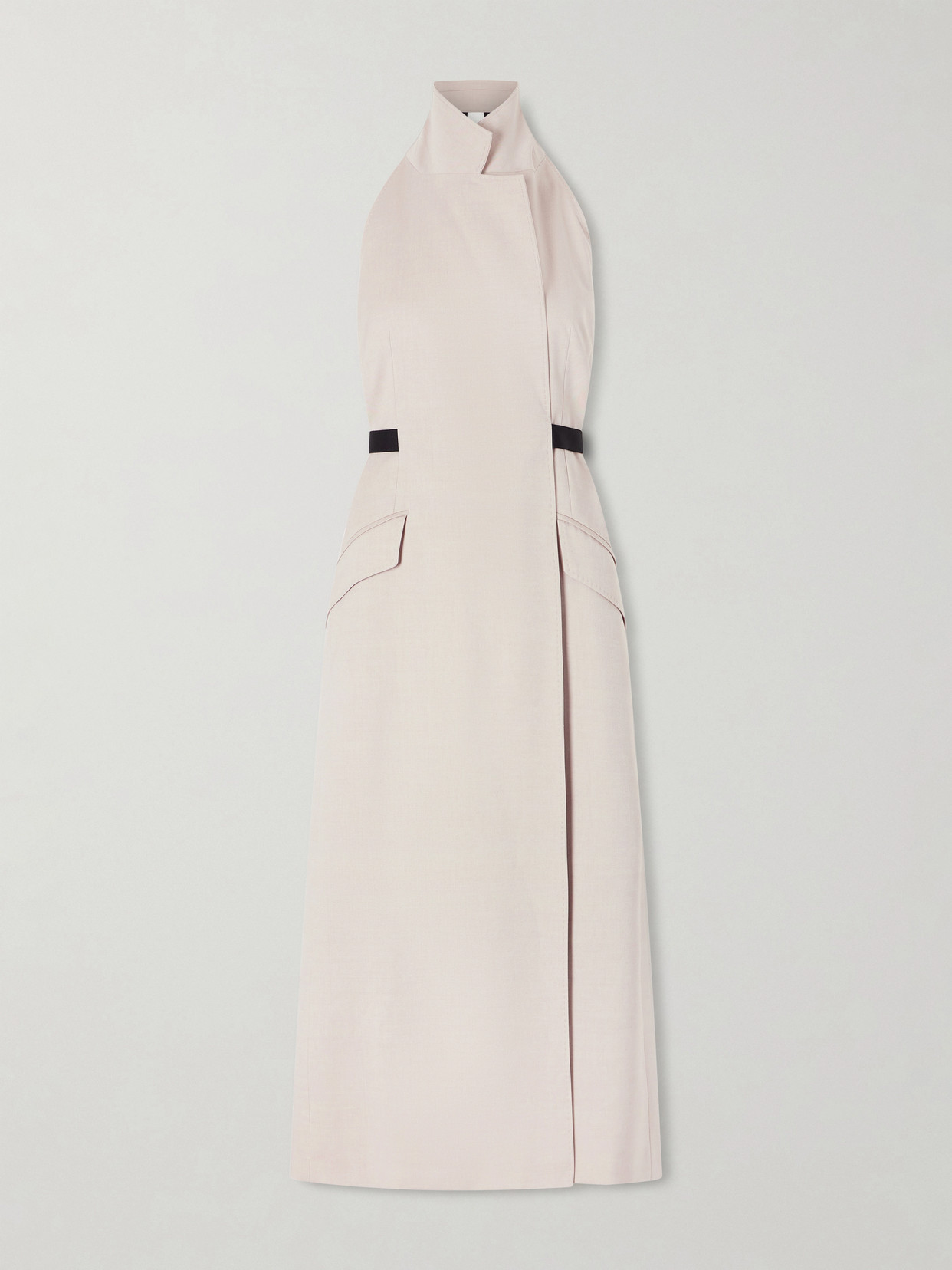 Max Mara Cime Stretch Cotton And Wool-blend Halterneck Maxi Dress In Neutral