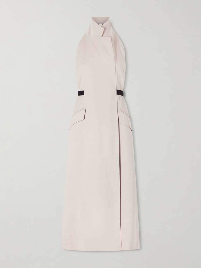 Max Mara Cime Stretch Cotton And Wool-blend Halterneck Maxi Dress