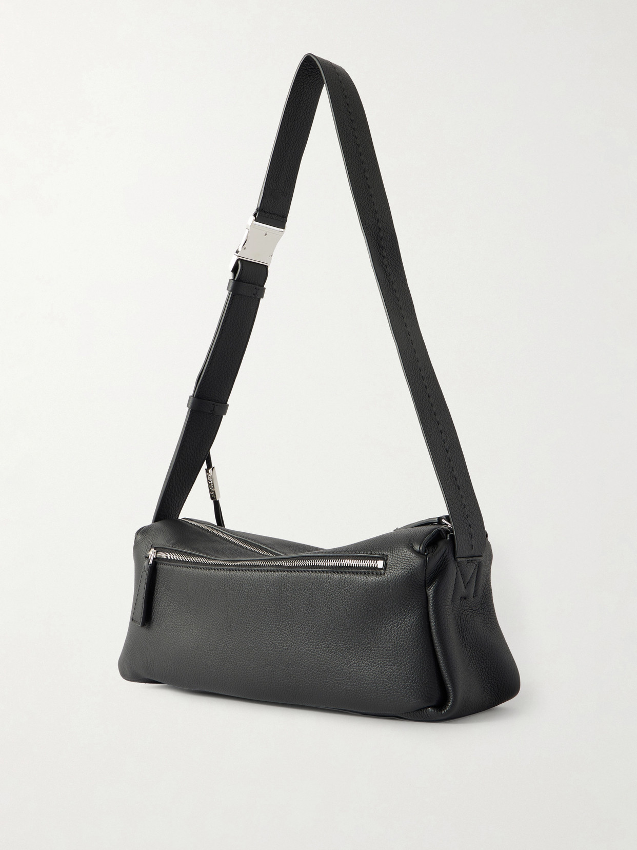 Max Mara Skippers Textured-leather Shoulder Bag In Black