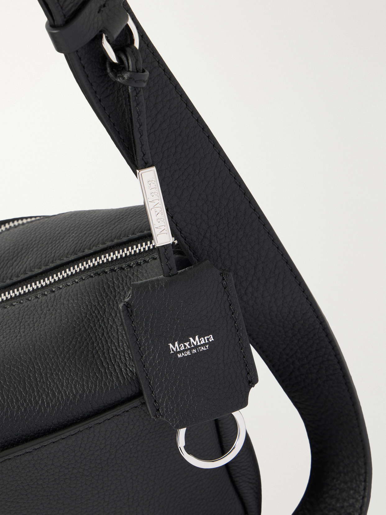 Max Mara Skippers Textured-leather Shoulder Bag In Black