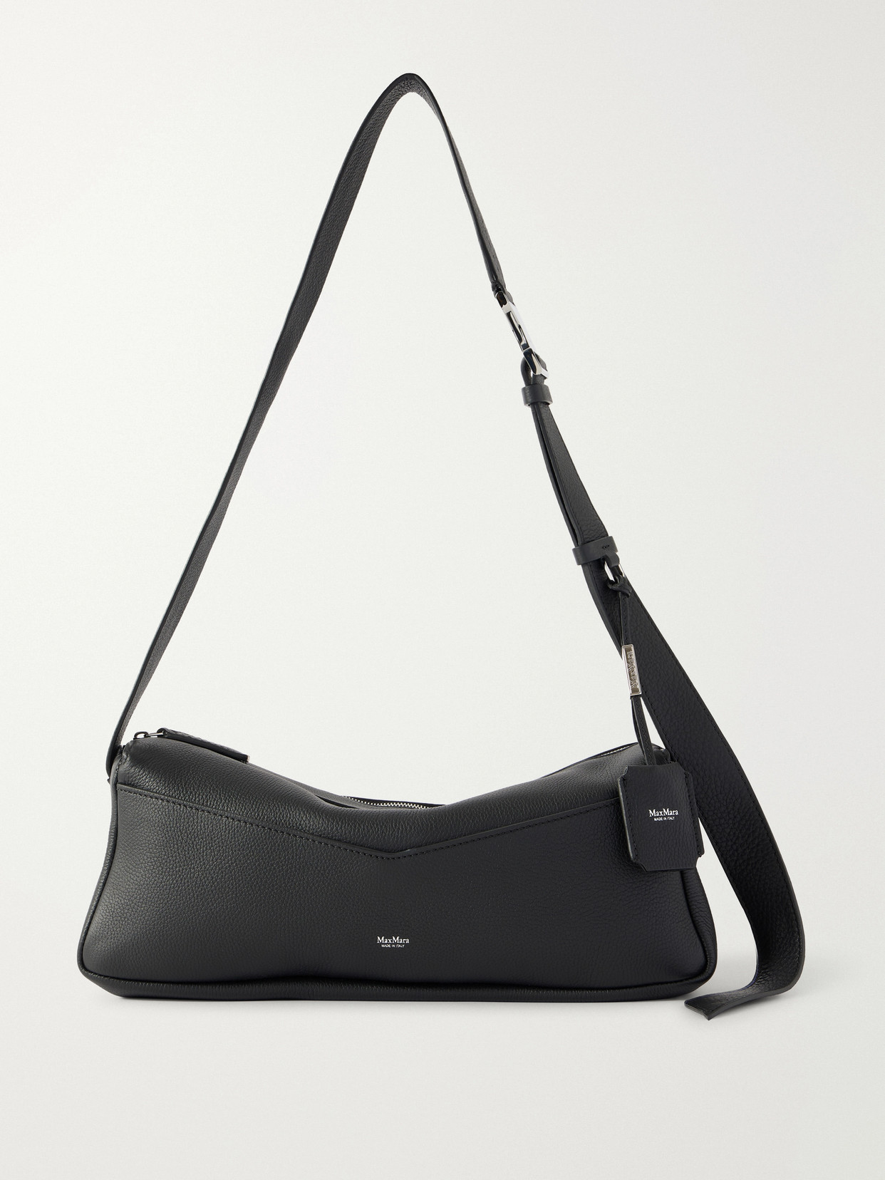 Max Mara Skippers Textured-leather Shoulder Bag In Black
