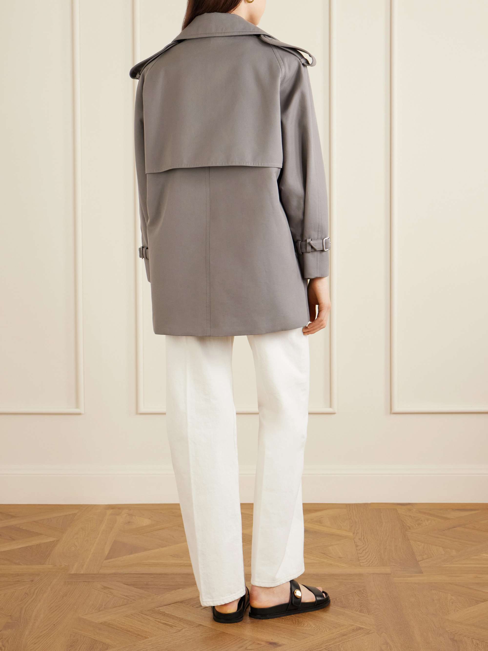 MAX MARA Double-breasted belted cotton-gabardine cropped trench