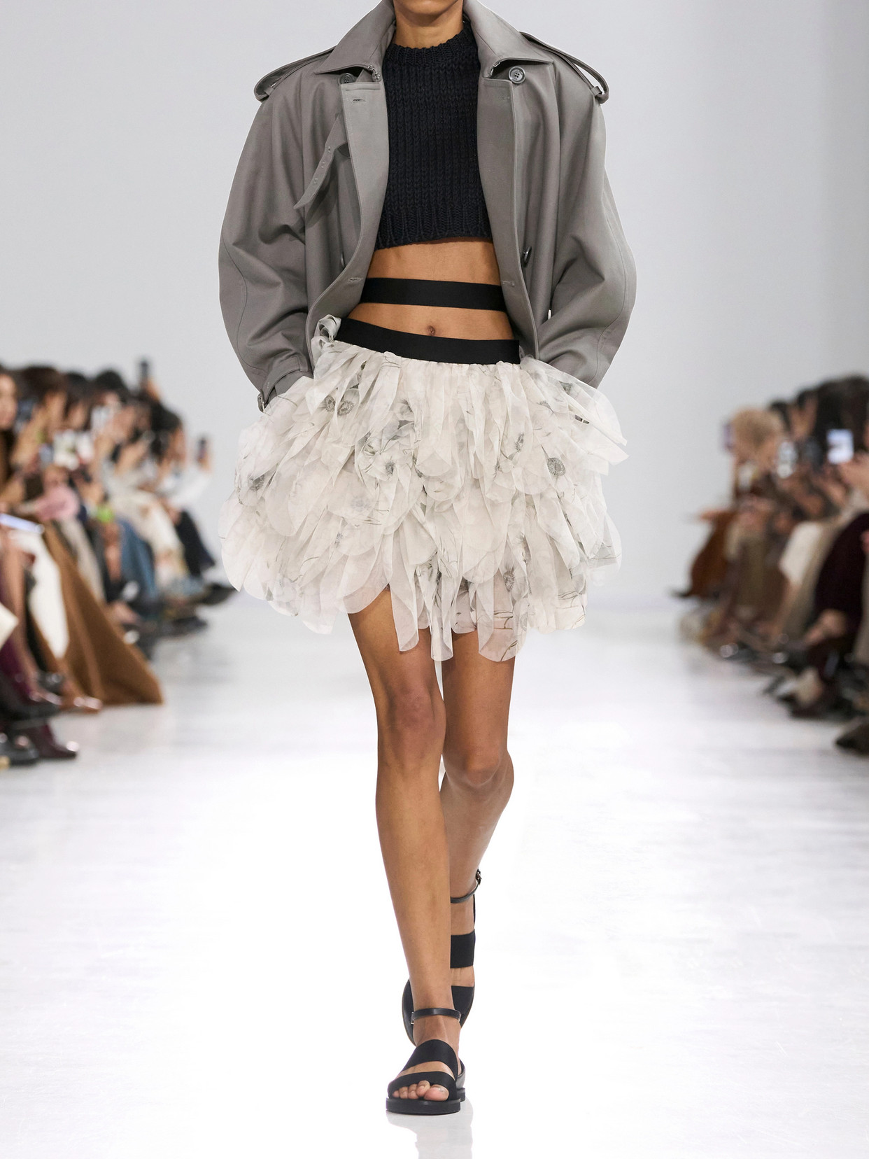 Double-Breasted Belted Cotton-Gabardine Cropped Trench Jacket