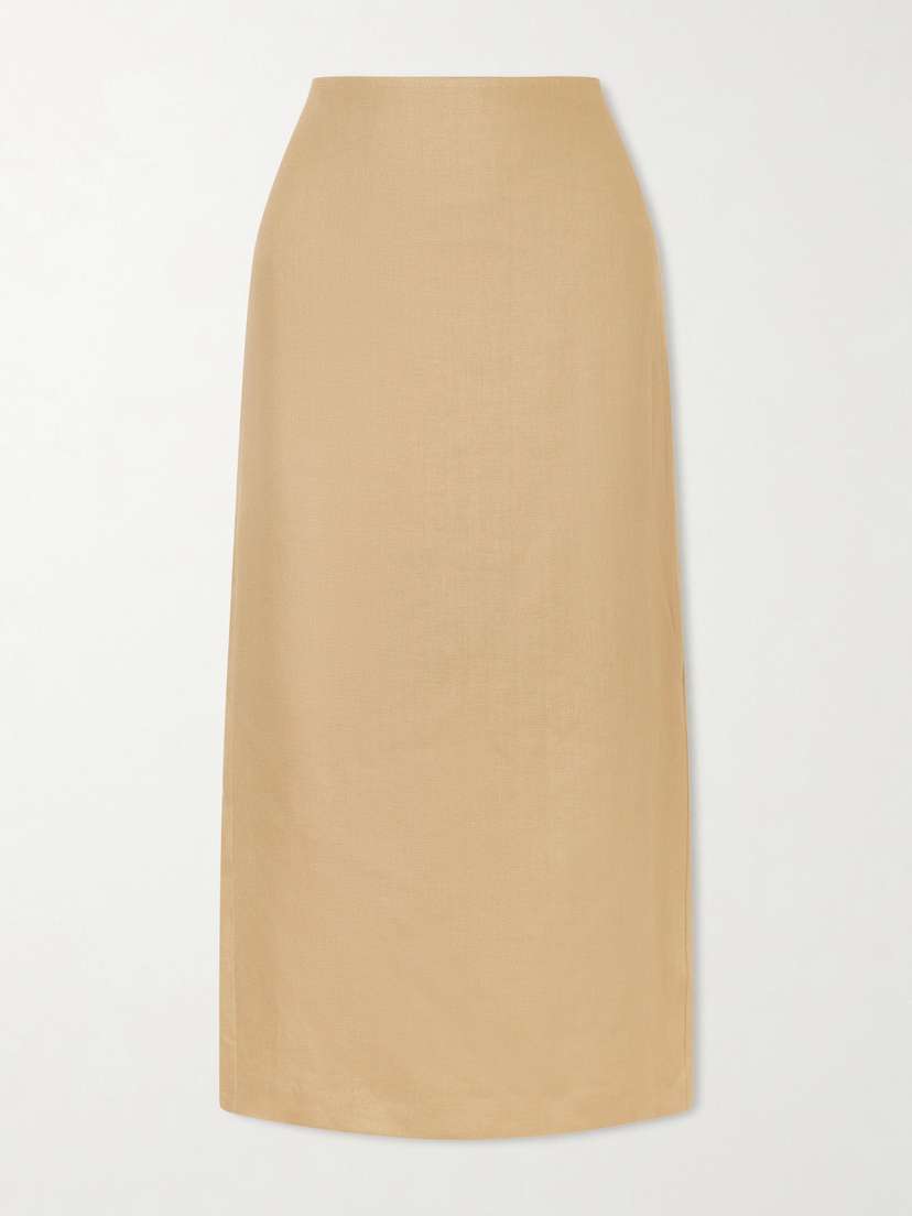 Max Mara — Veranda linen midi skirt