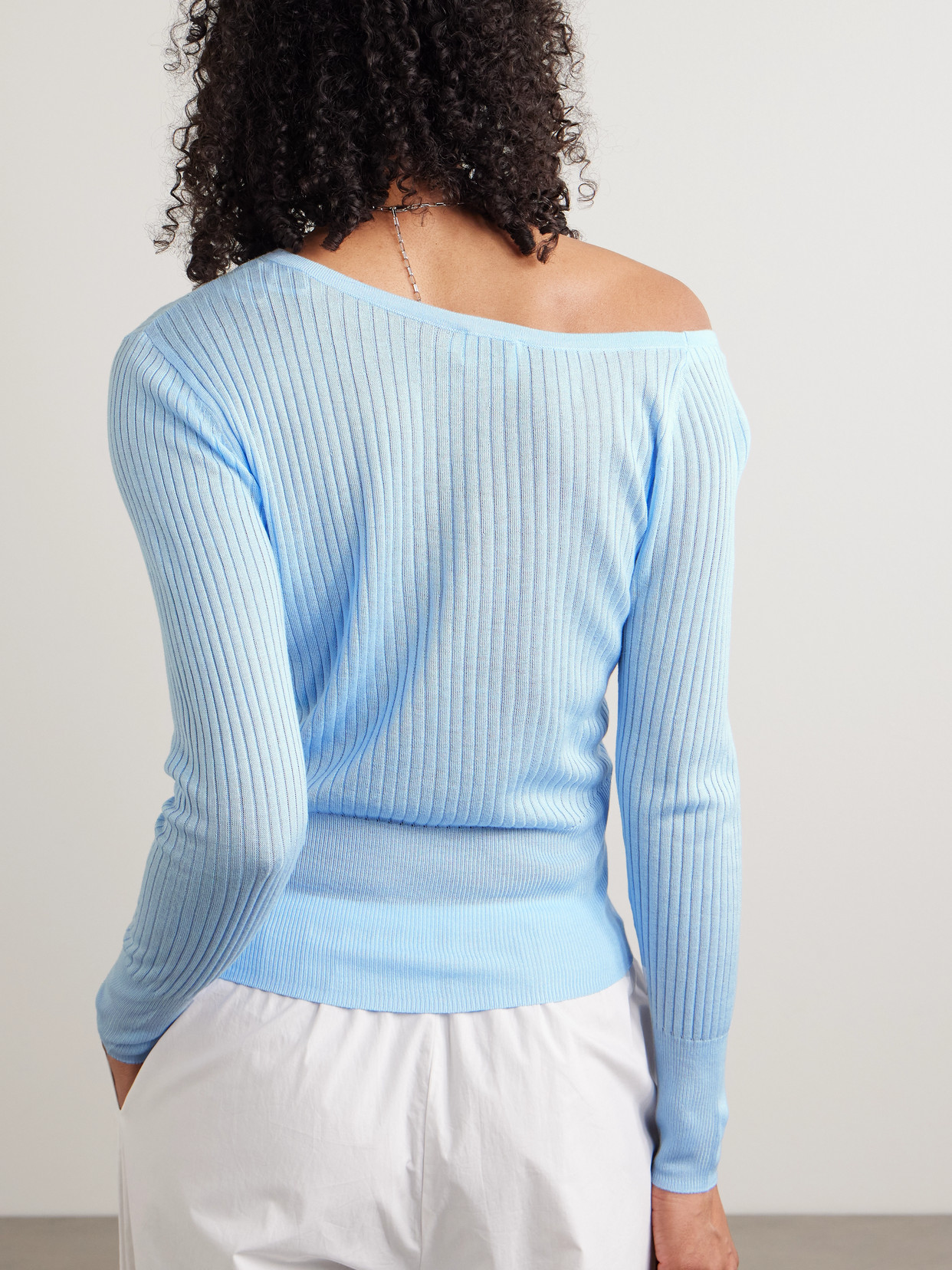 One-Shoulder Ribbed-Knit Top