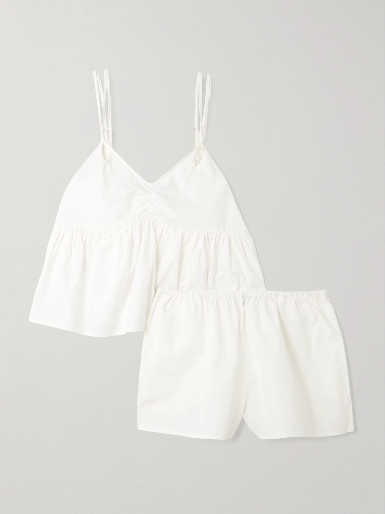 Deiji Studios Bind Organic Cotton-poplin Pajamas In White