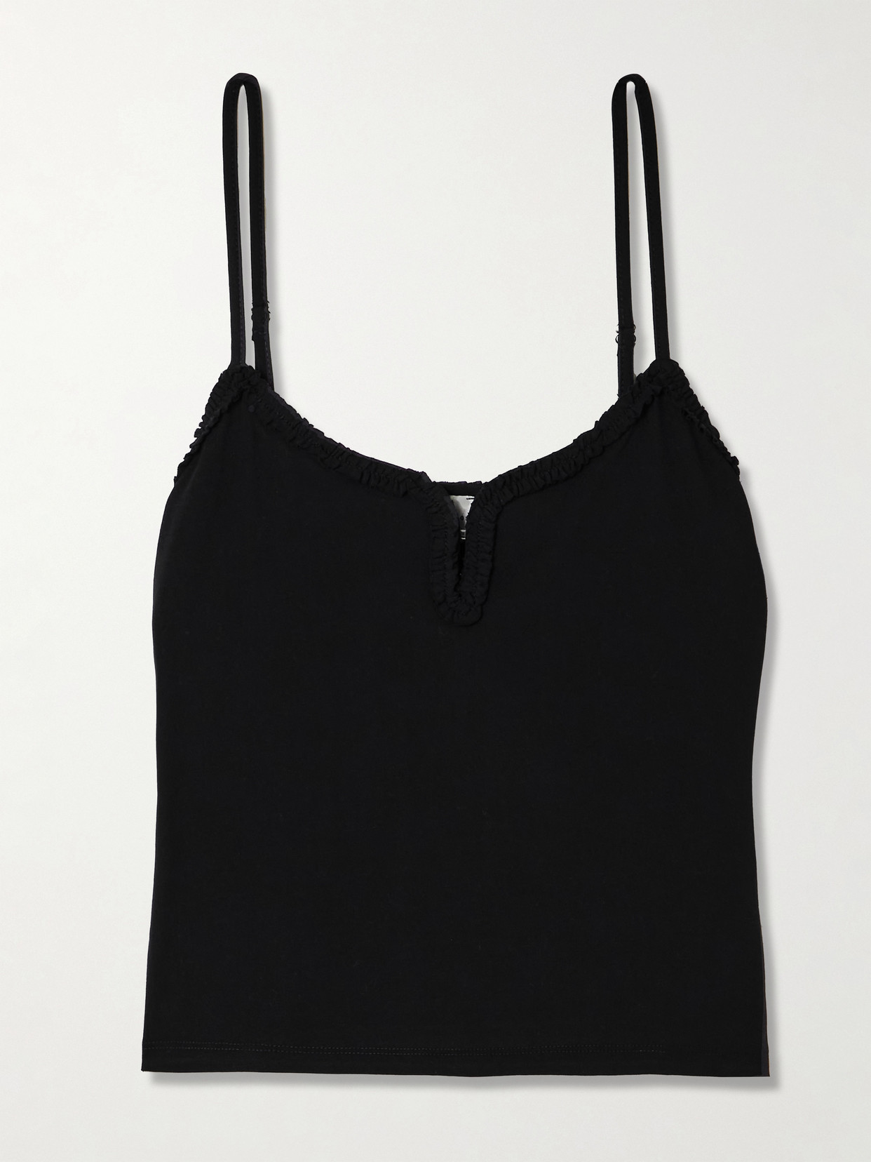Deiji Studios Clasp Ruffled Organic Cotton Tank In Black
