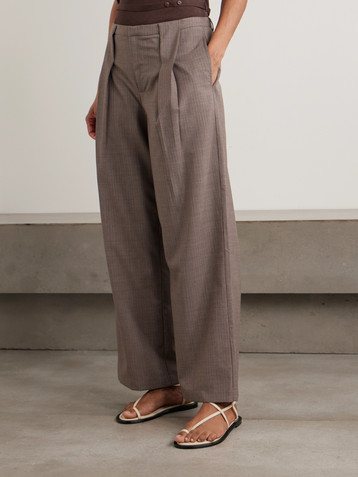Deiji Studios Pleated pinstriped wool-twill wide-leg pants