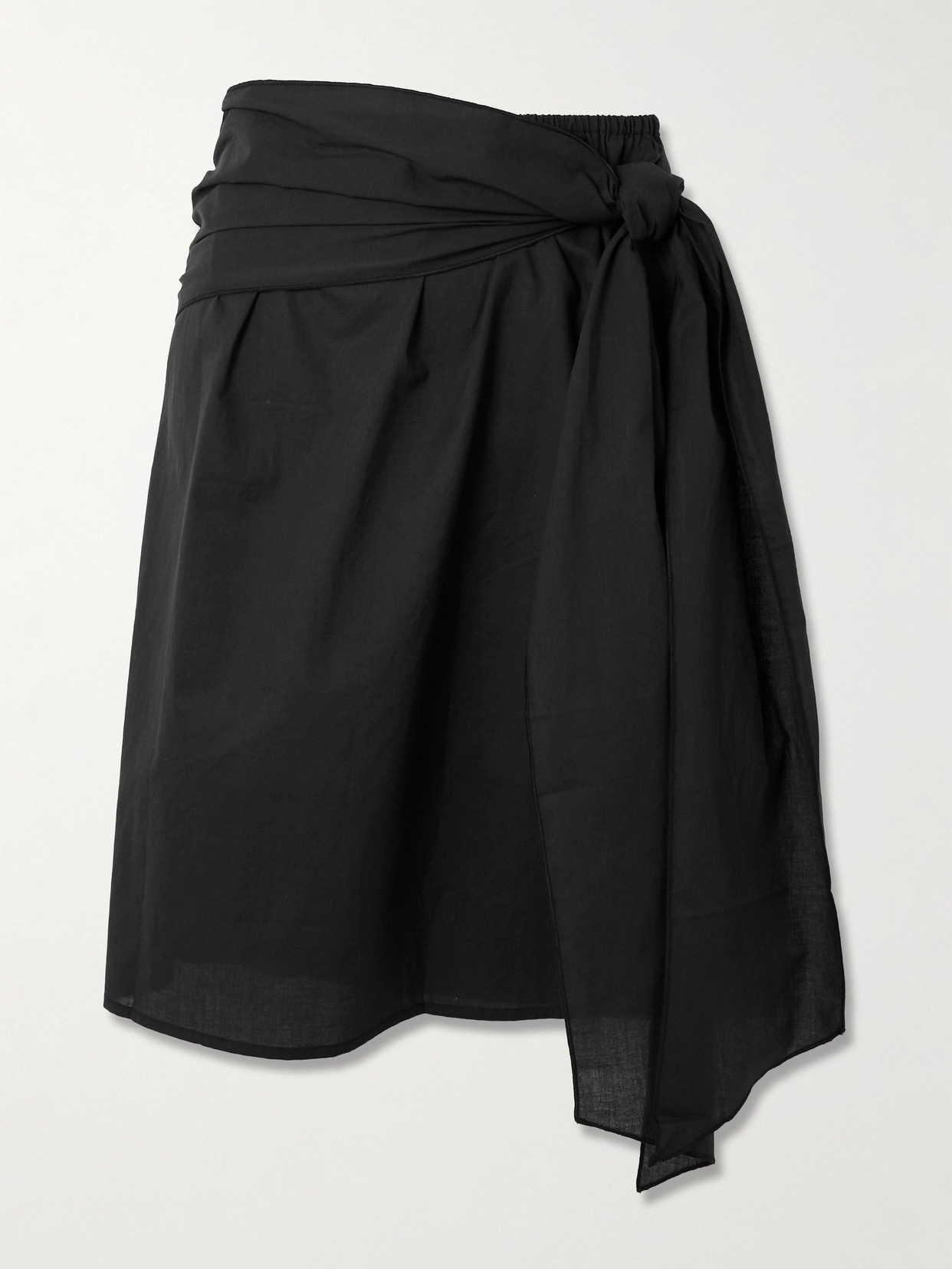 Deiji Studios Tie-detailed Organic Cotton-voile Midi Skirt In Black