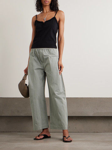 Deiji Studios Pleat organic cotton-twill barrel-leg pants