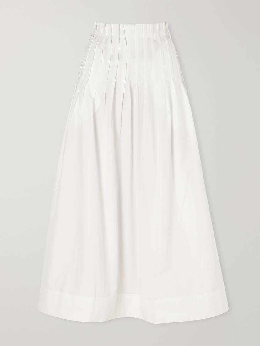 RÓHE Pleated Cotton-poplin Maxi Skirt