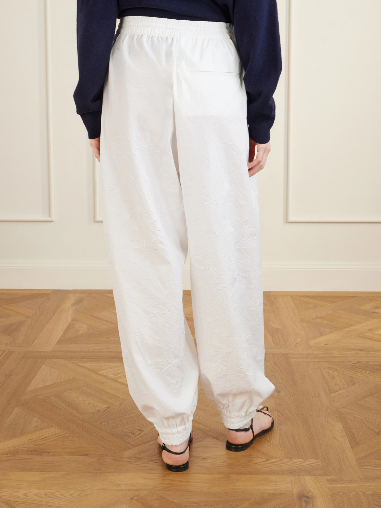 Rohe Crushed Cotton Volume Trousers Optic White In White