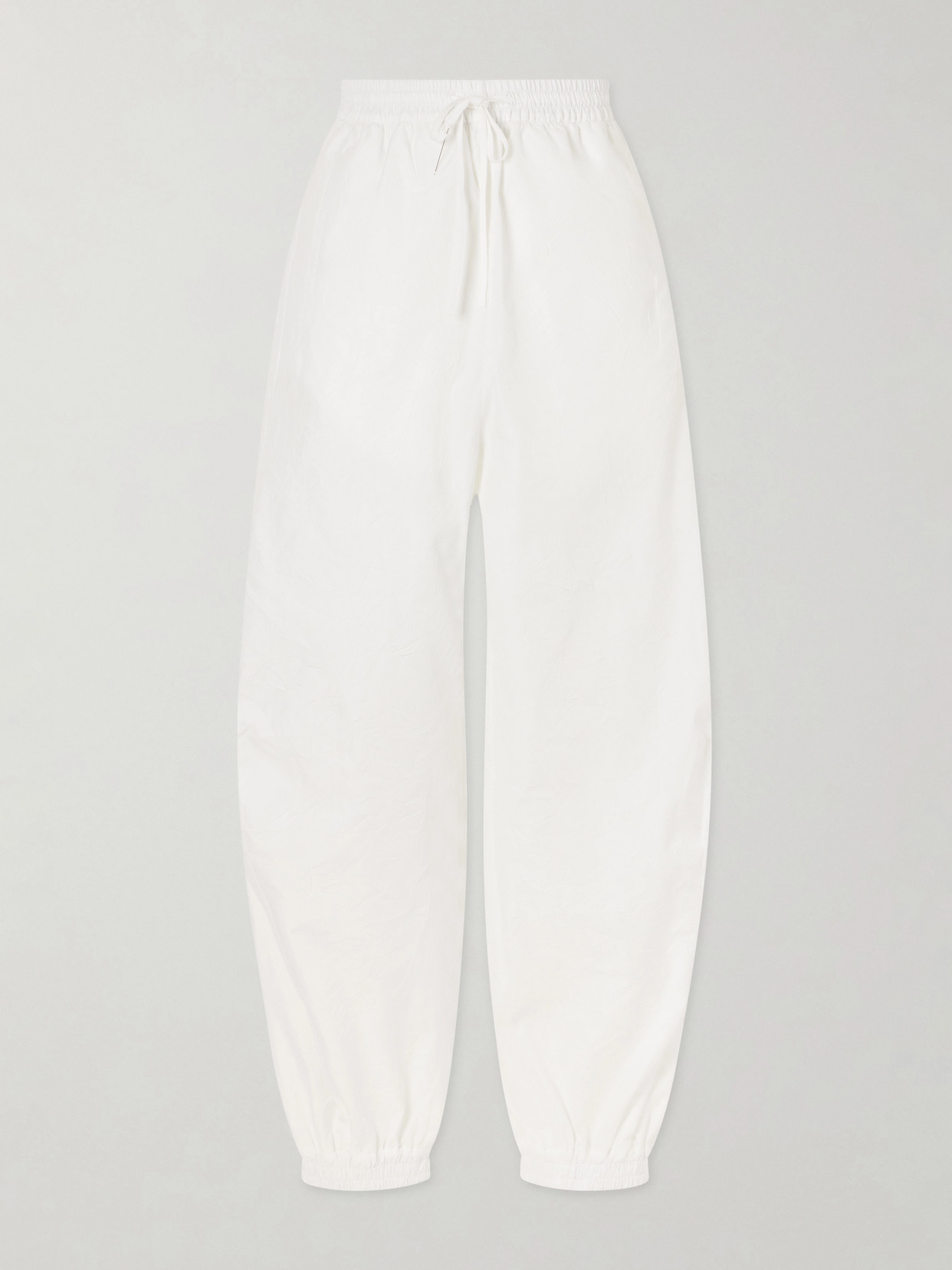 Rohe Crinkled Cotton-blend Tapered Pants In White