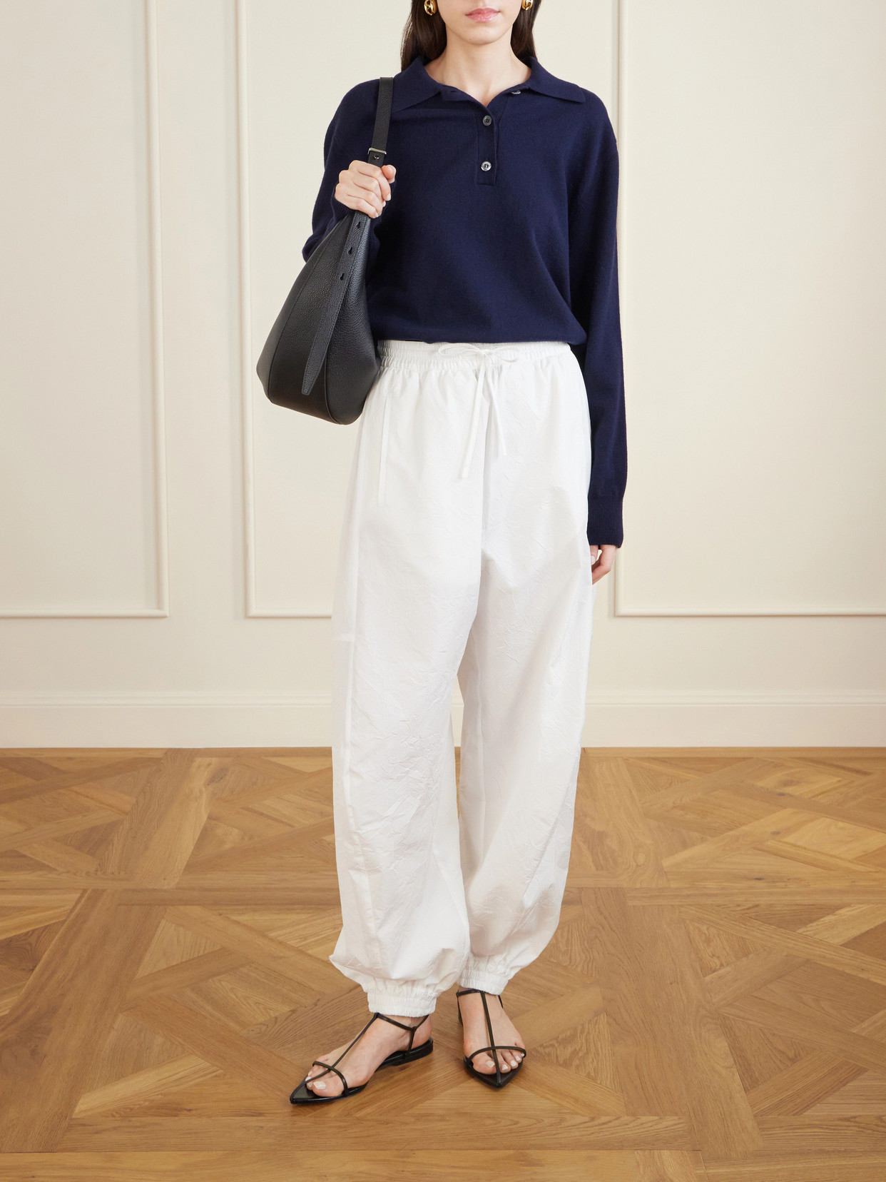 Rohe Crushed Cotton Volume Trousers Optic White In White