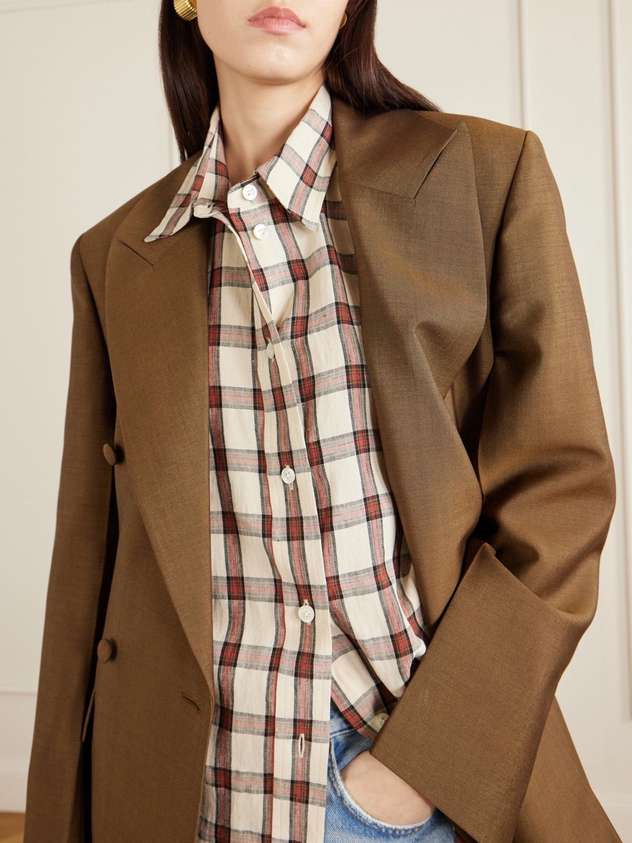 Rohe Oversized Checked Linen Shirt In Multi