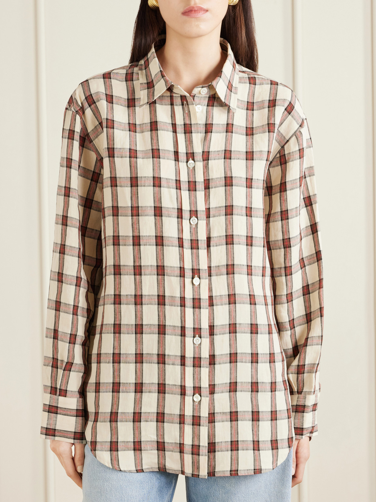 Rohe Oversized Checked Linen Shirt In Multi