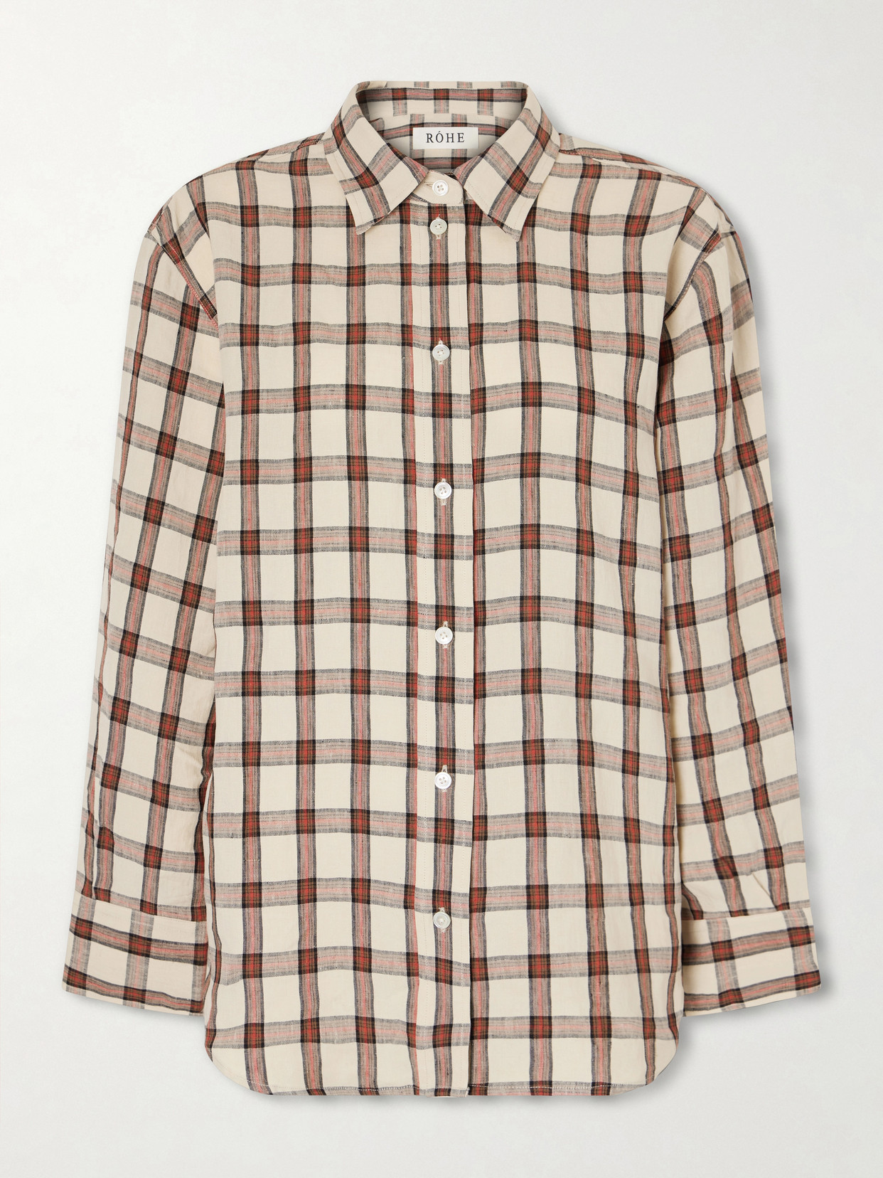 Rohe Oversized Checked Linen Shirt In Brown
