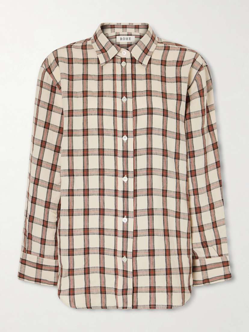 RÓHE Oversized Checked Linen Shirt