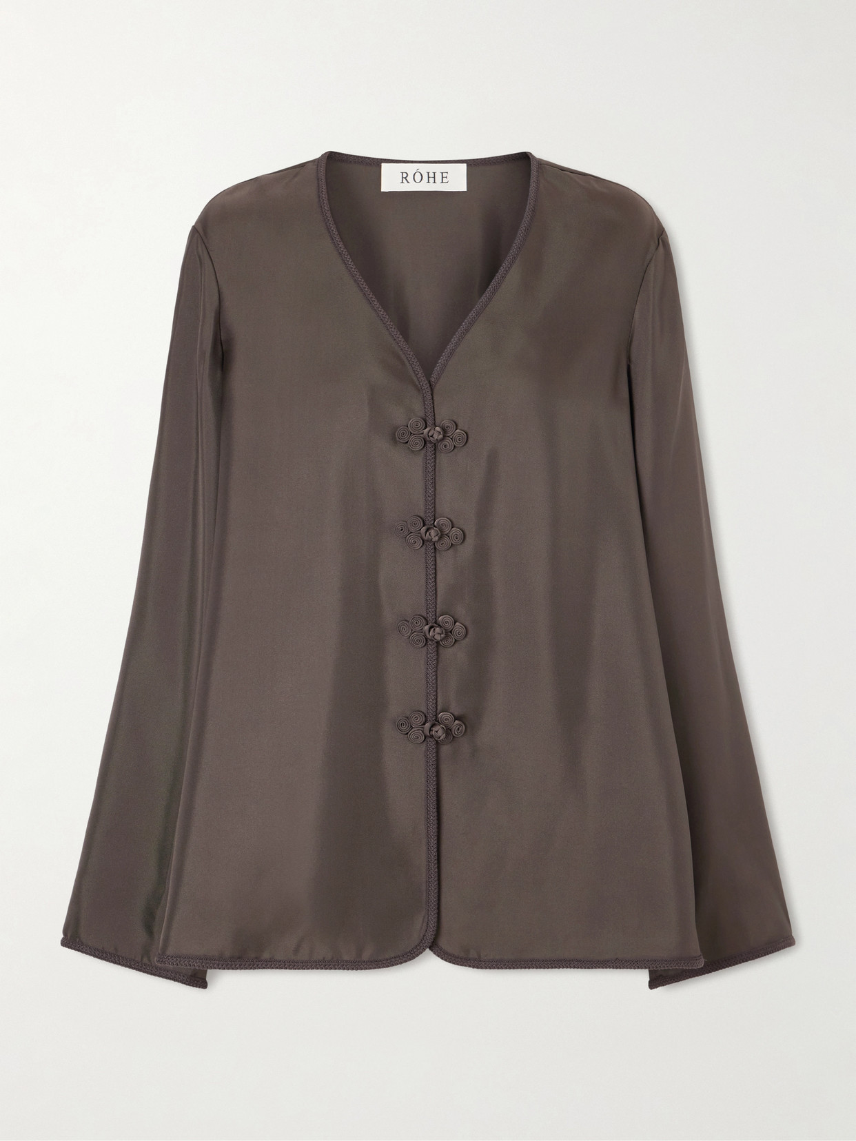 Rohe Mandarin Silk-satin Top In Brown