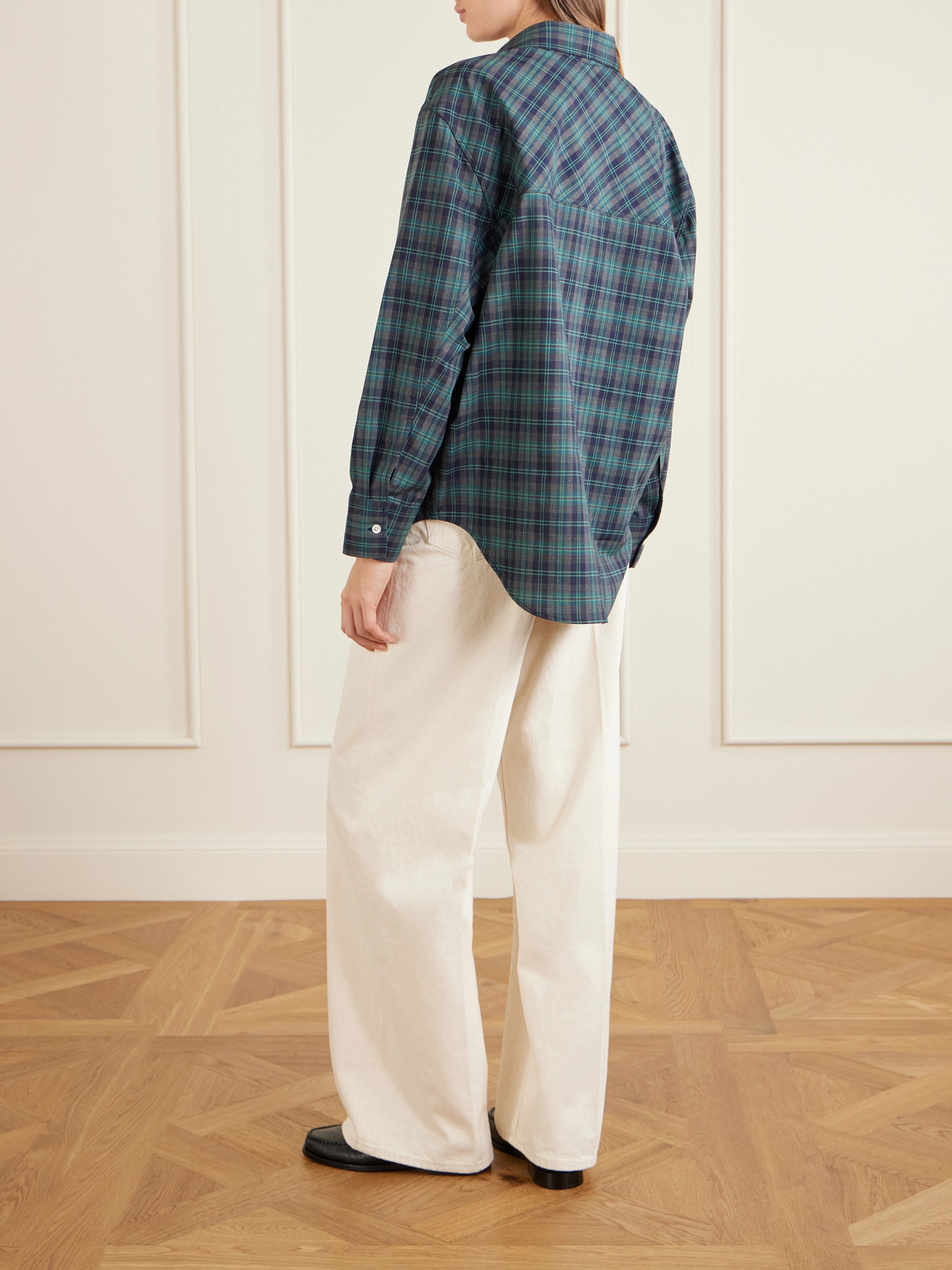 Rohe Checked Oversized Wool-blend Shirt In Green