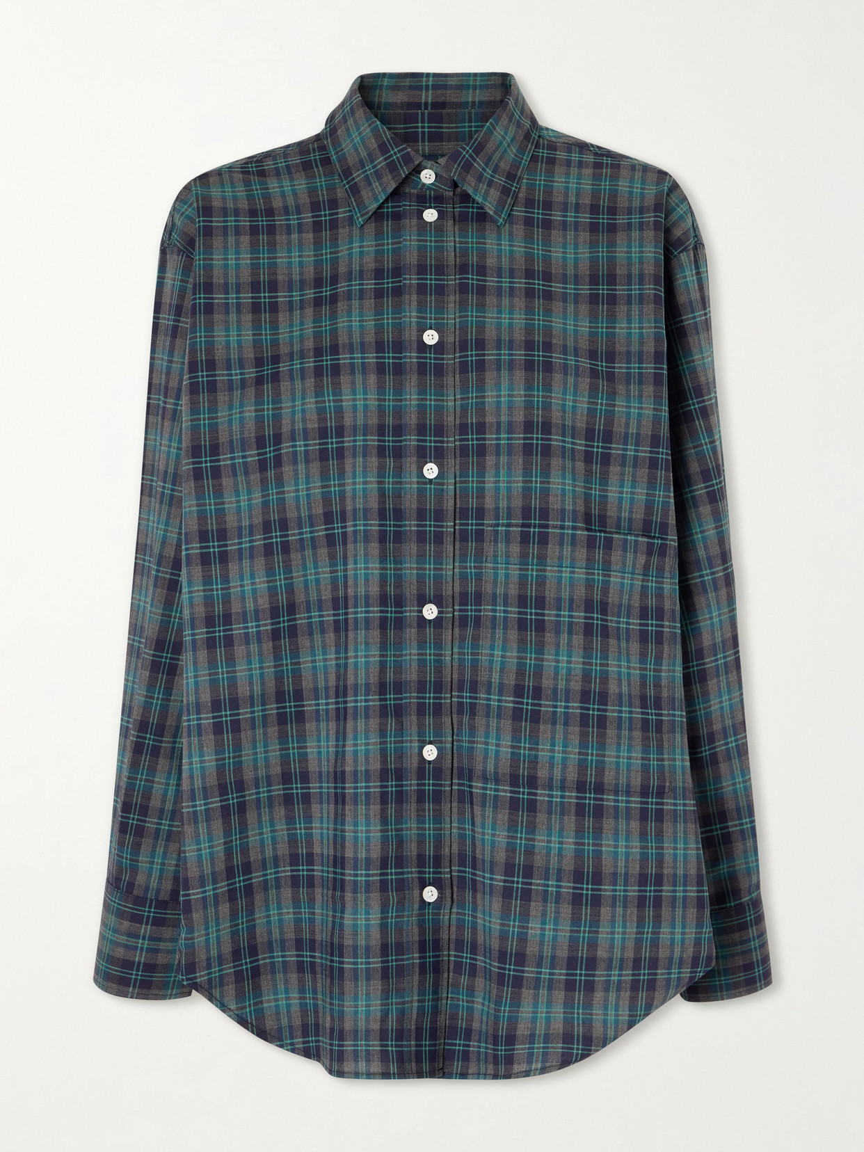 Rohe Checked Wool-blend Shirt In Green