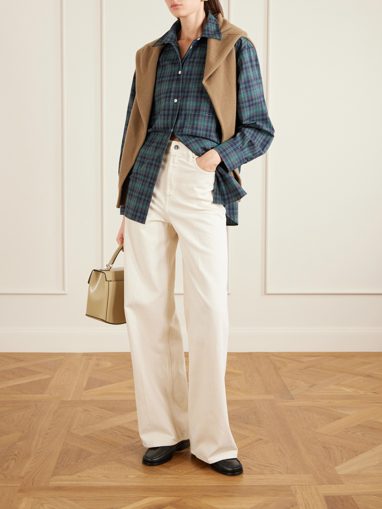 Rohe Checked Oversized Wool-blend Shirt In Green