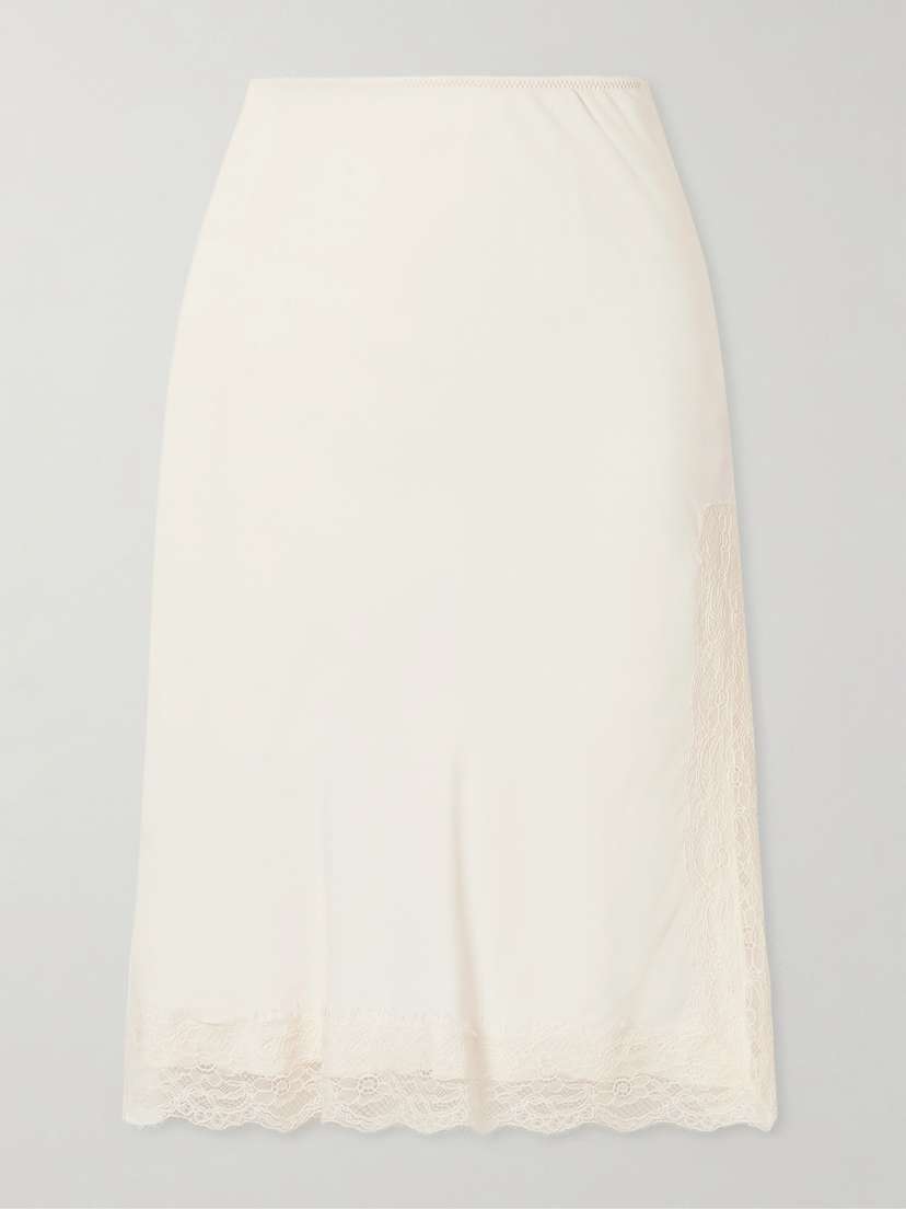 RÓHE Lace-trimmed Crepe Midi Skirt