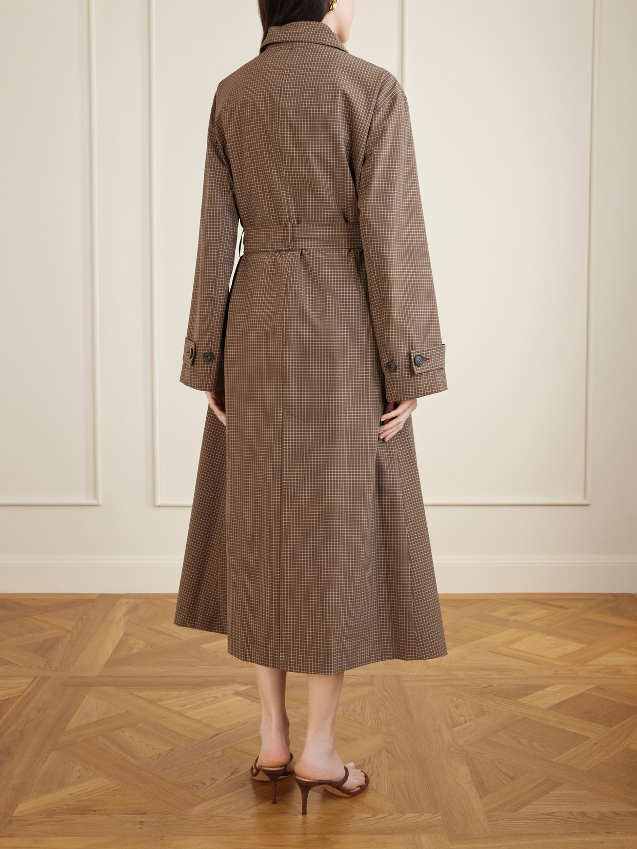 Rohe Checked Belted Coat In Brown