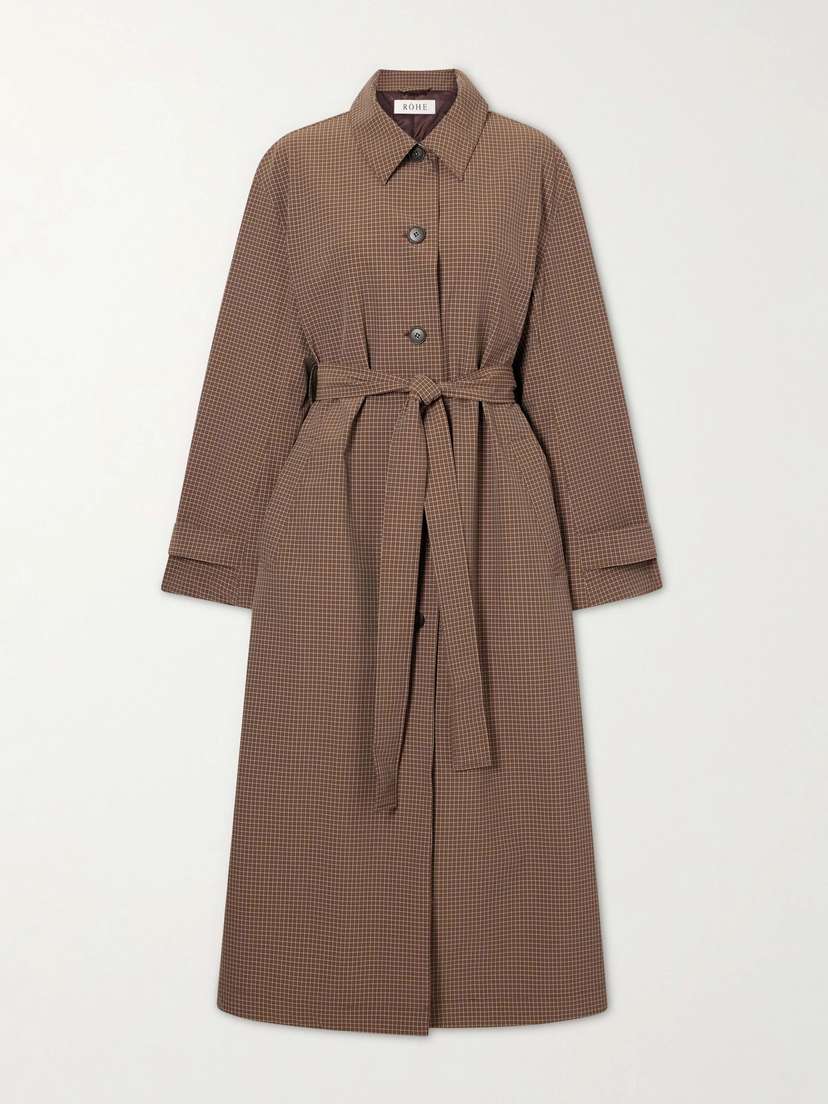 RÓHE Belted Checked Taffeta Trench Coat
