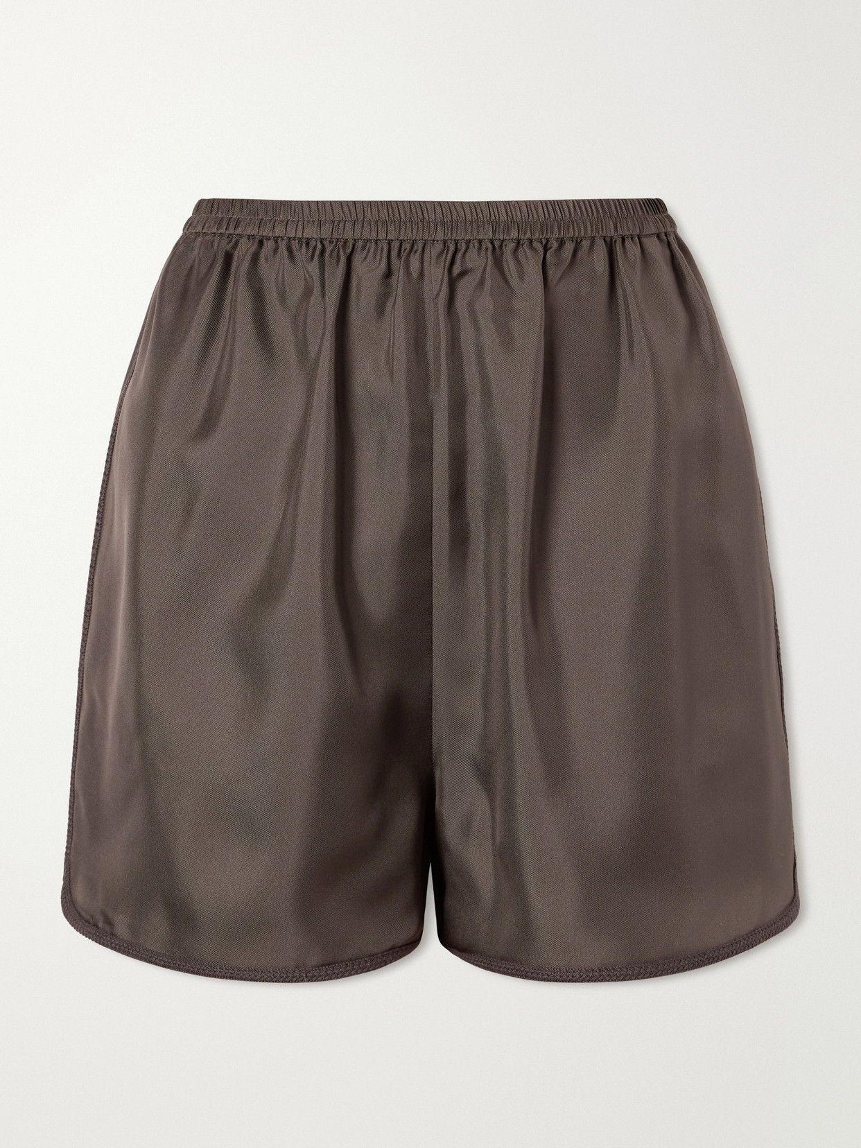 Rohe Silk-satin Shorts In Brown