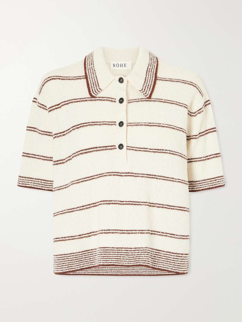 RÓHE Striped Organic Cotton-blend Terry Polo Shirt
