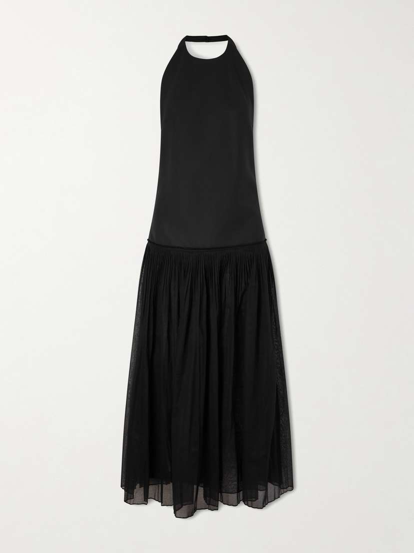 RÓHE Pleated Halter Maxi Dress