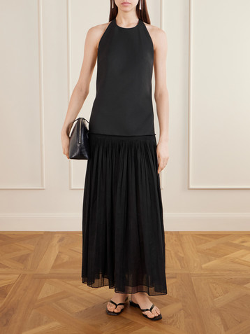 alc lana pleated maxi dress A.L.C. Lana Maxi Dress | Black