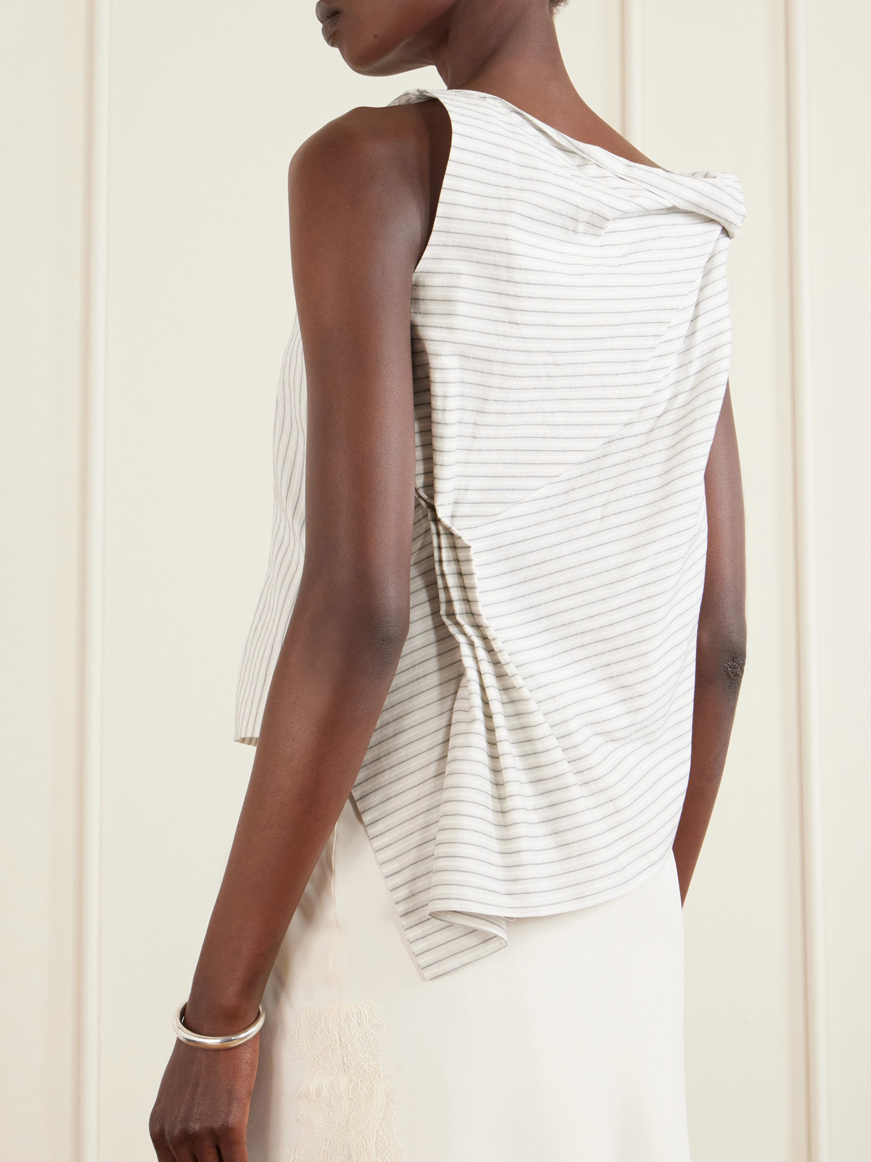 Róhe - Draped Striped Silk And Cotton-Blend Blouse