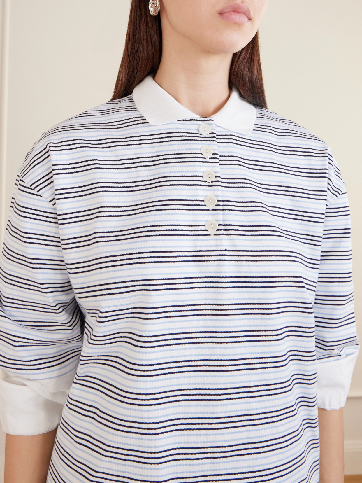 Róhe - Oversized Striped Organic Cotton-Jersey Polo