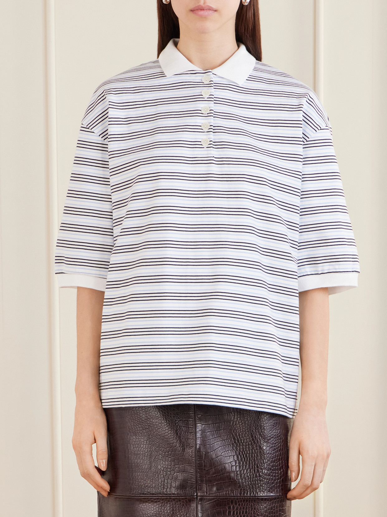 Róhe - Oversized Striped Organic Cotton-Jersey Polo