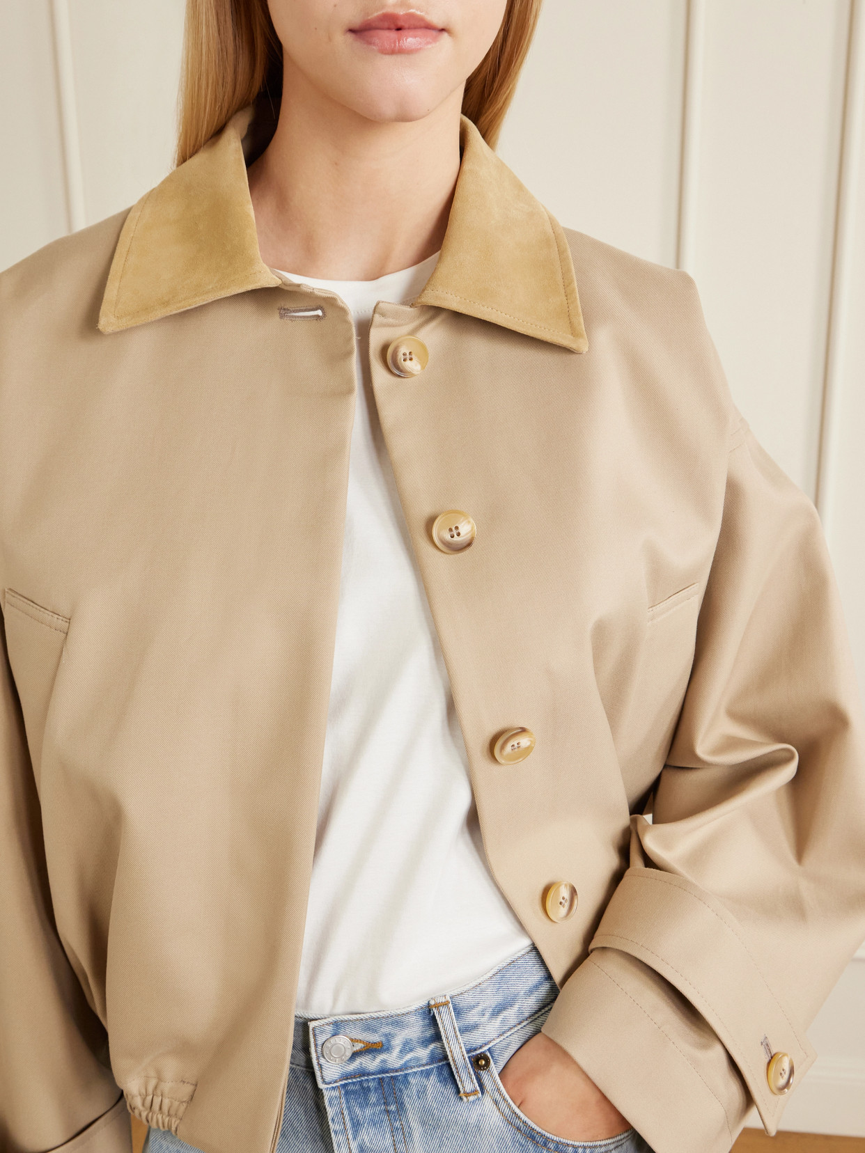 Róhe - Suede-Trimmed Cotton Blouson Jacket