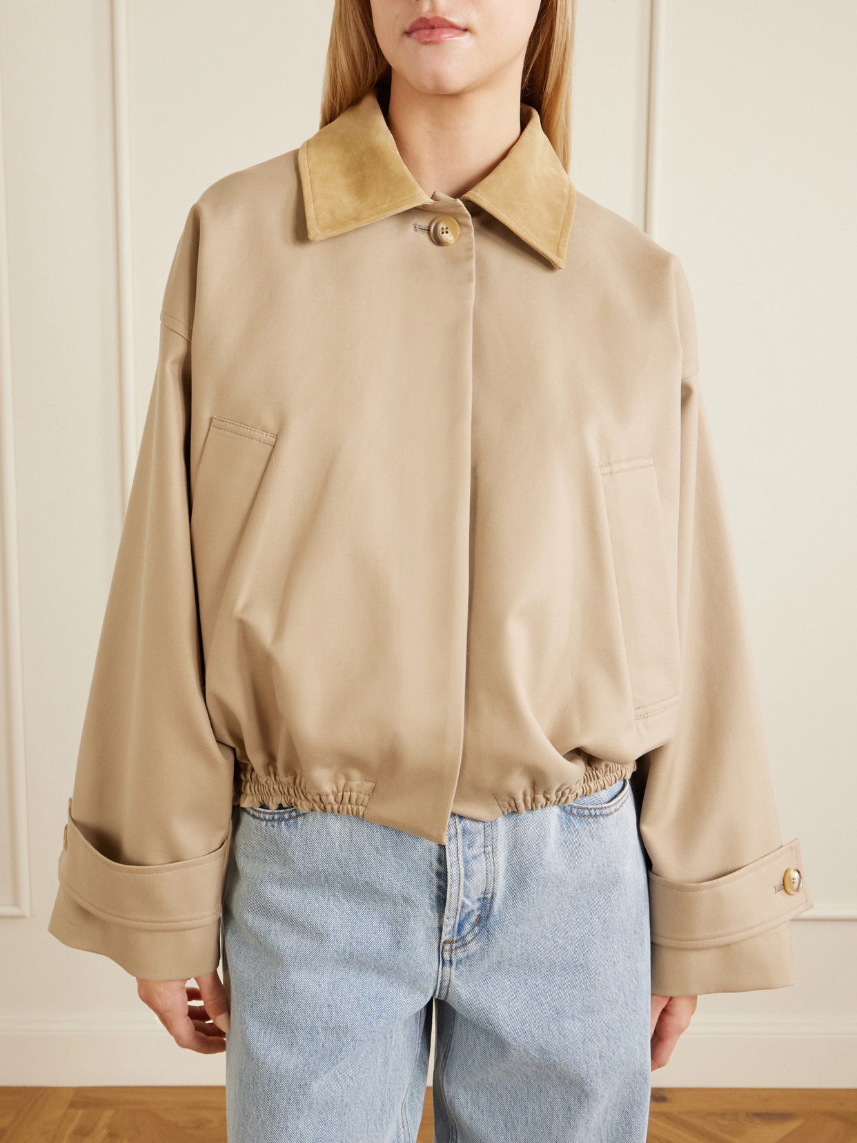 Róhe - Suede-Trimmed Cotton Blouson Jacket