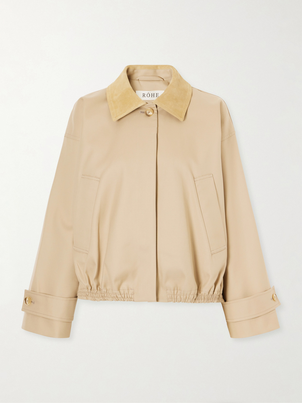 Rohe Suede-trimmed Cotton Blouson Jacket In Neutral