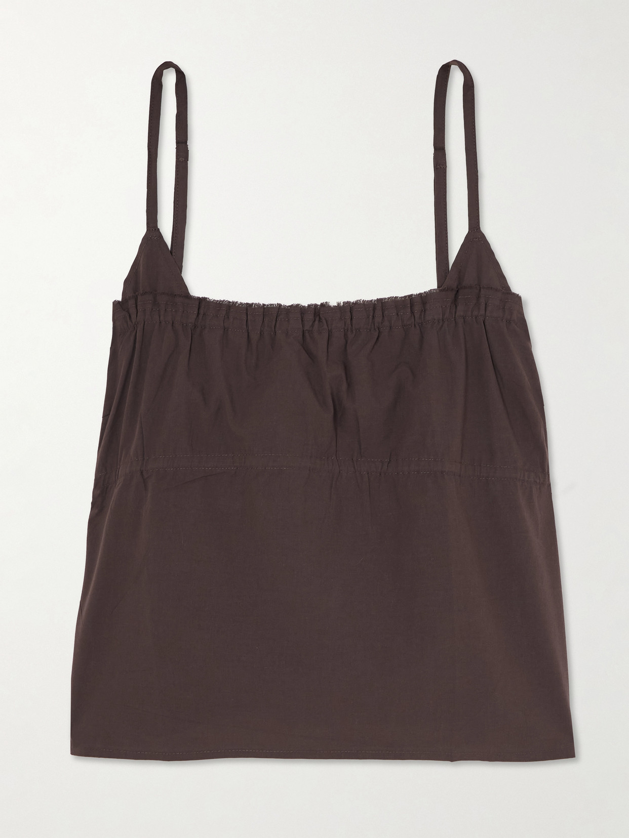 Deiji Studios Tri Frayed Organic Cotton Camisole In Brown