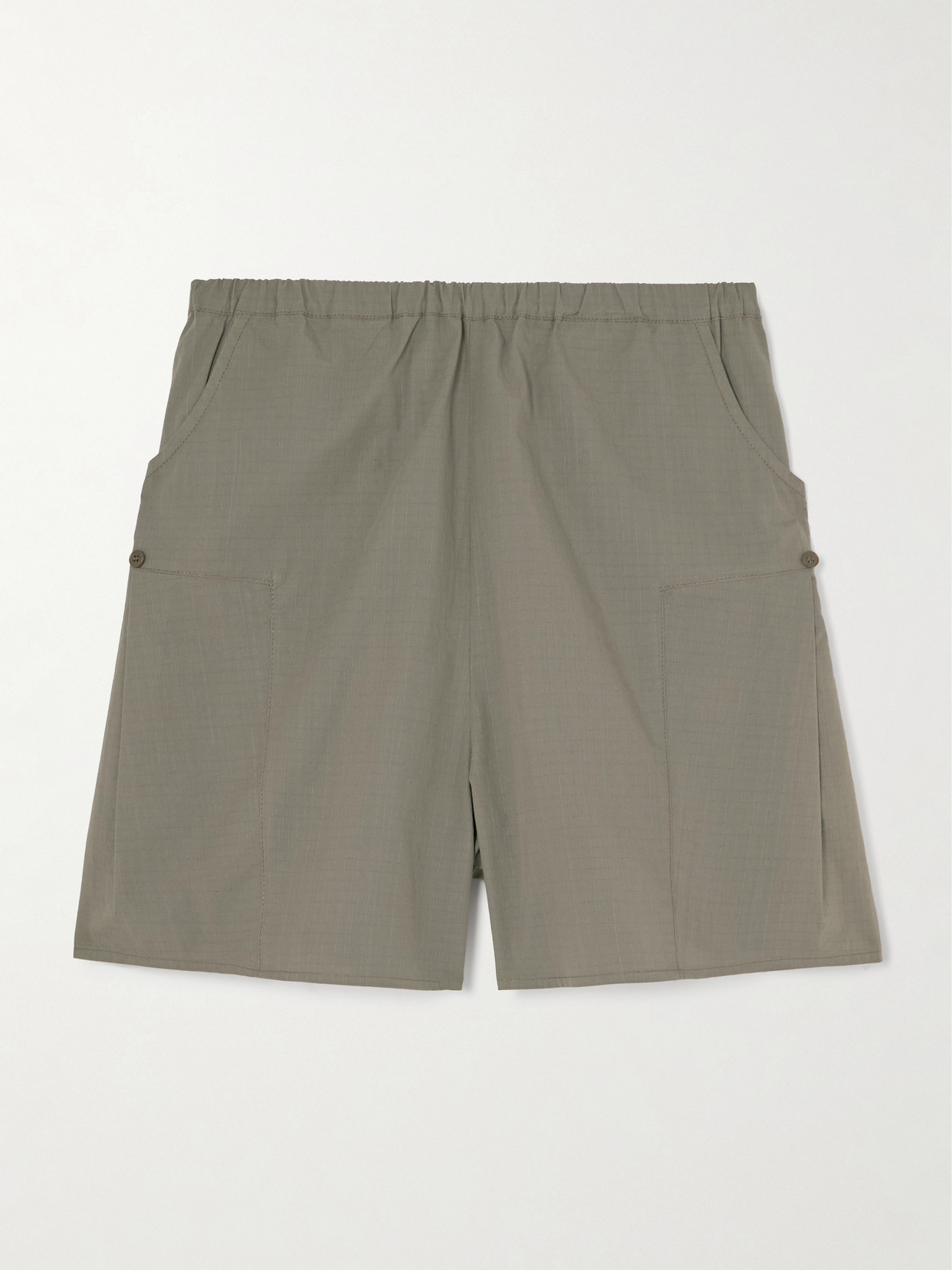 Deiji Studios Checked Organic Cotton Straight-leg Shorts In Green